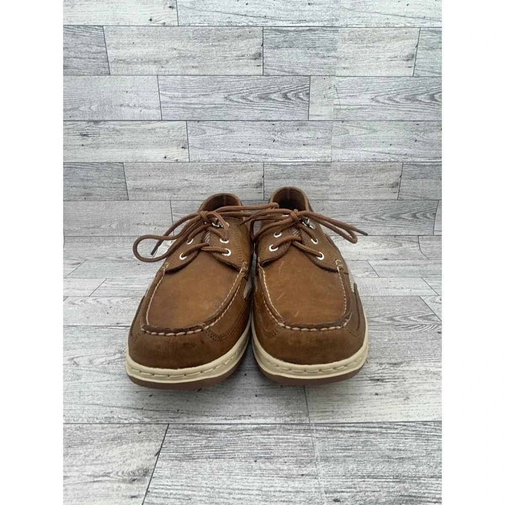 Sebago‎ Cyphon Sea Fisherman Men Brown Leather Boat Shoes B24367 Size 10.5 M